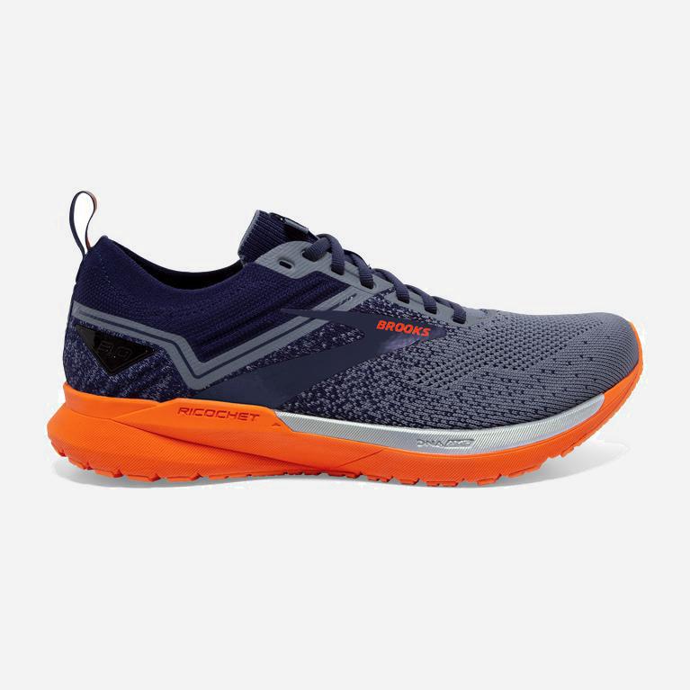 Brooks Ricochet 3 Mens Lightweight Road Running Shoes - Navy/Grey/Scarlet - Philippines (825603XTU)